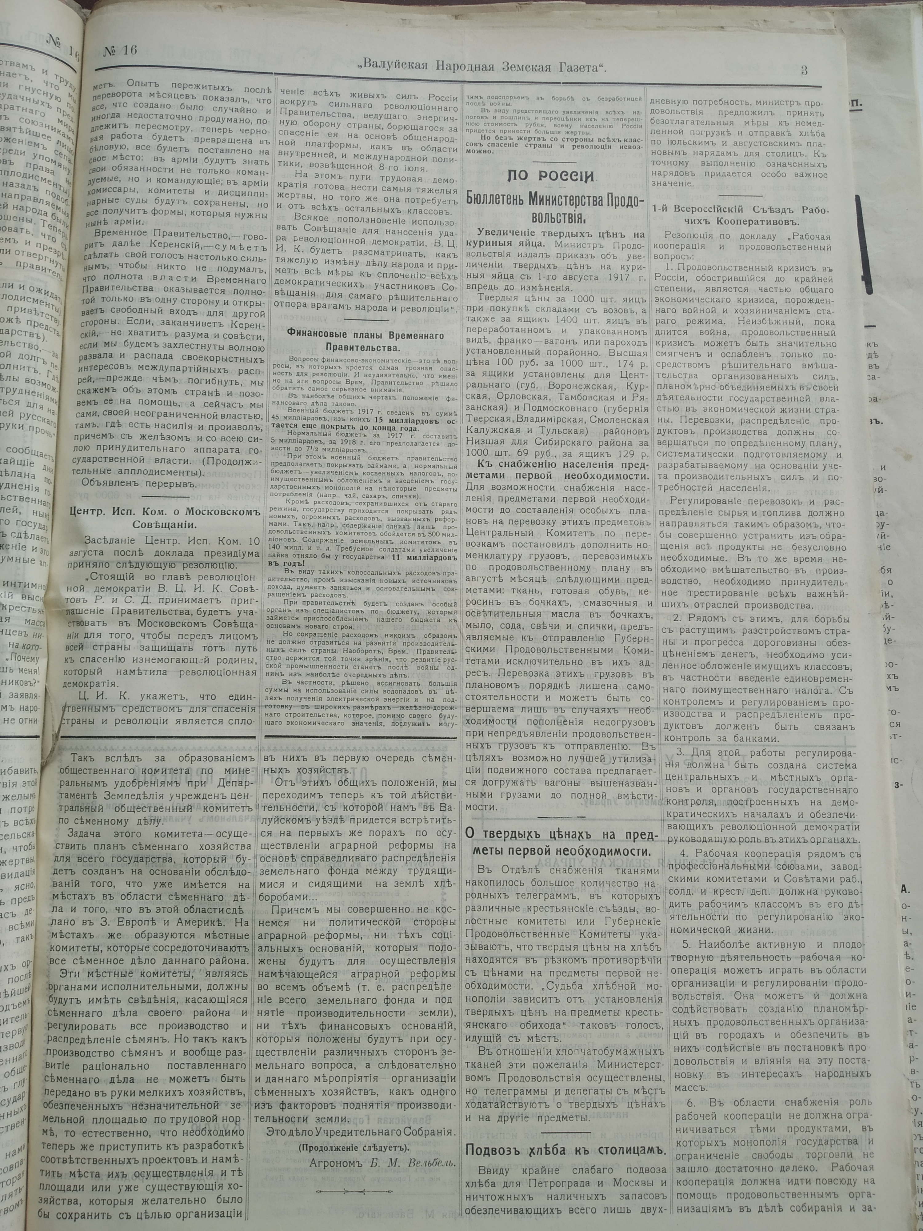 [Валуйская народная земская газета, 1917 год]