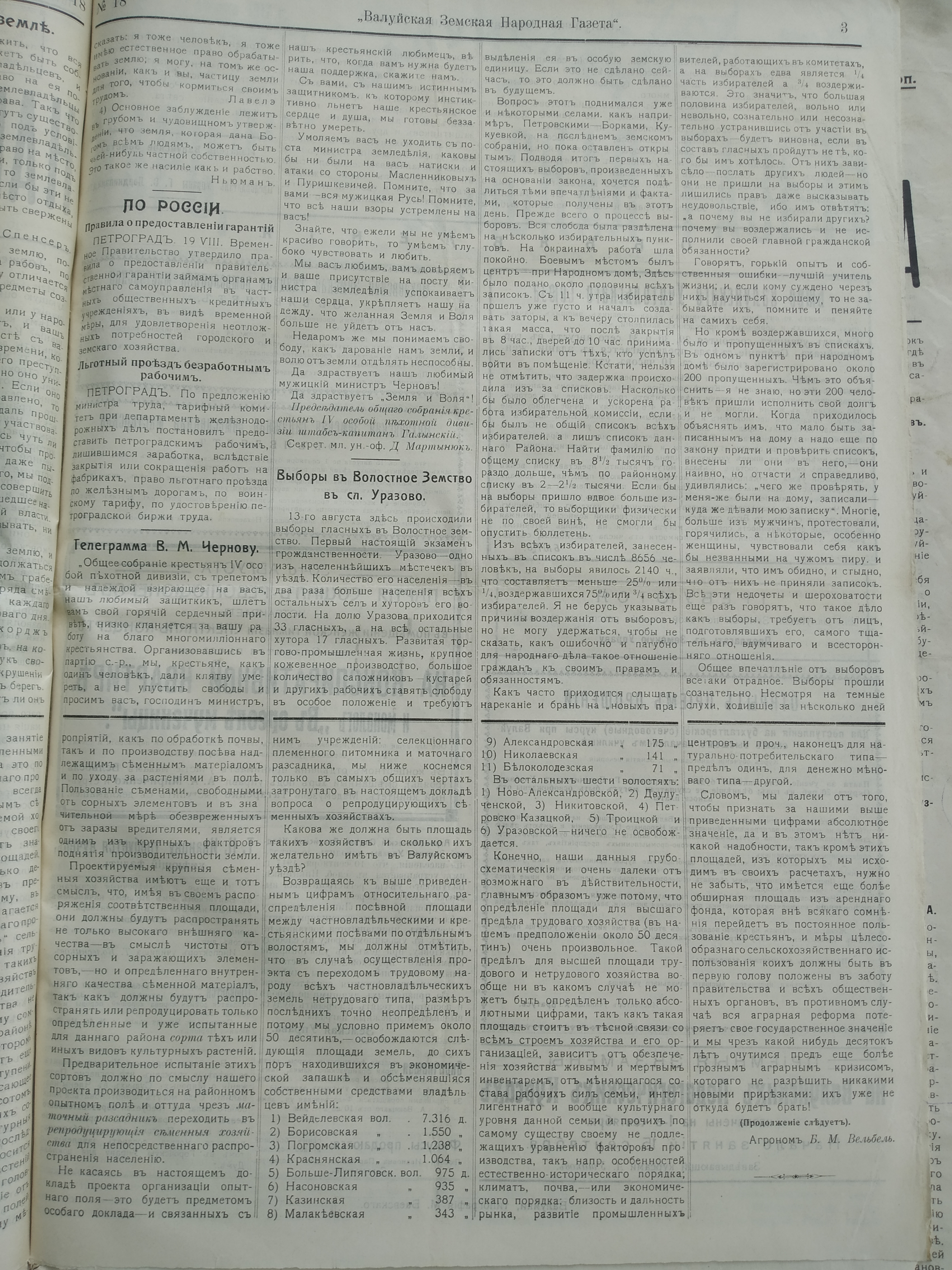 [Валуйская народная земская газета, 1917 год]