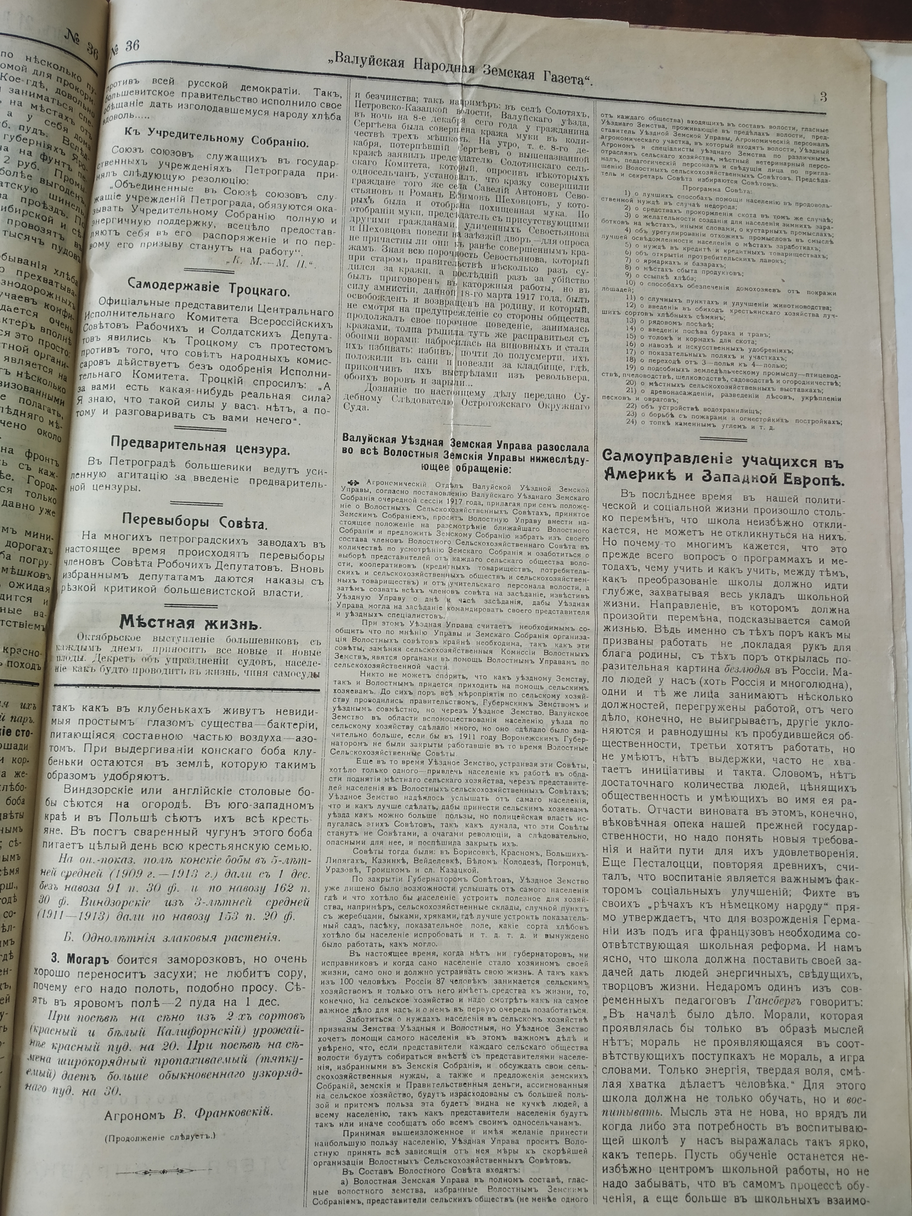 [Валуйская народная земская газета, 1917 год]